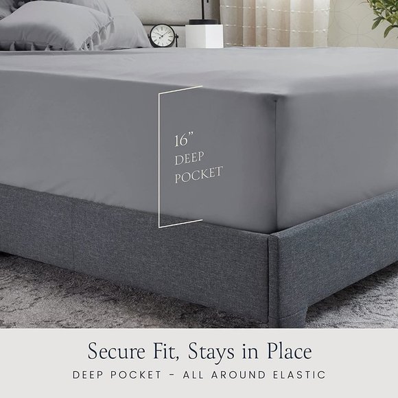 New King Size Bed Sheets Set - Silky Soft Full Sheet Set - Luxury 6 Piece Bed Sh - Picture 4 of 7